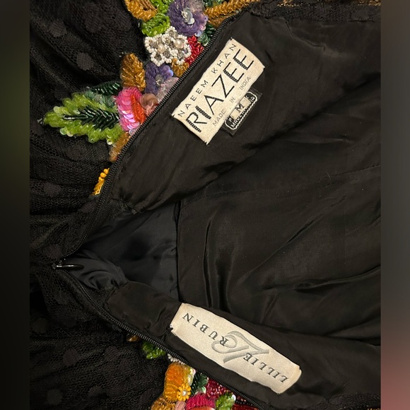 Naeem Kahn Dress Riazee Nights Beaded Sequin Embellished Sheer Polka Dot Tulle - Picture 7 of 9